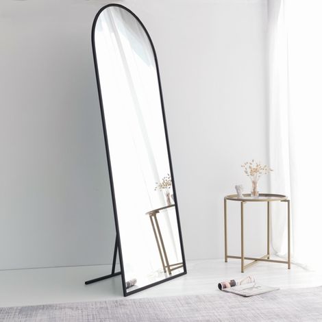 Espejo Rogno, Forma Rectangular, Tipo de Pie, Estructura Transparente, 65x180h cm Negro Mate (1/5)