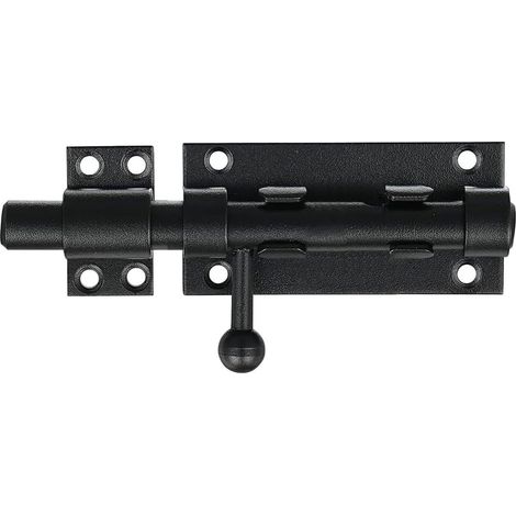 Verrou de porte coulissante acier inoxydable avec trou de cadenas, verrou porte de sécurité à boulons serrure de boulon loquet fermeture de portail longue, 12mm de diamètre, noir 8 inch