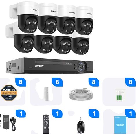 Sistema de cámaras de seguridad, 16 canales, resolución 4K Ultra HD, kit de 8 cámaras de 5 MP, ninguno (1/2)