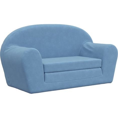 Canapé-lit pour enfants 2 places bleu peluche douce (1/5)