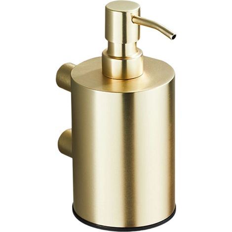 Dispenser di sapone a parete in acciaio inox 304, finitura oro spazzolato.