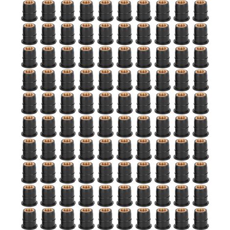 100 pièces écrou de puits M6x0.8mm Modification en caoutchouc pour le corps de pare-brise de moto ATV (1/5)