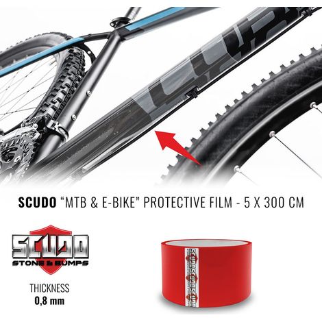 Pellicola Adesiva Scudo MTB &amp E-BIKE per Protezione Telaio Bici, Spessore 0,8 mm - Dimensione: 5 X 300 CM