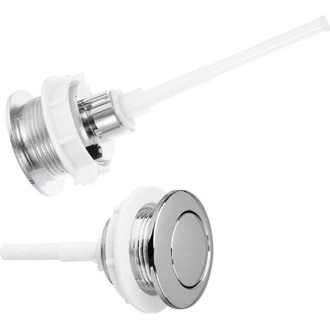 Confezione da 2 pulsanti per scarico WC, pulsante singolo da 38 mm, kit di ricambio cromato, ABS resistente, facile installazione, montaggio universale
