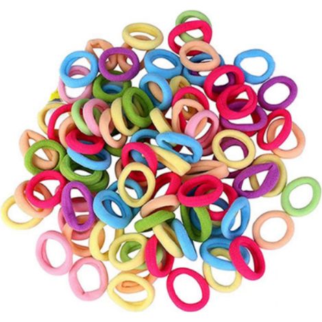 200 élastiques à cheveux colorés, chouchous pour enfants, accessoires pour cheveux sans couture aux couleurs acidulées, élastiques en coton pour queue de cheval pour enfants, femmes et tout-petits (2 (1/5)