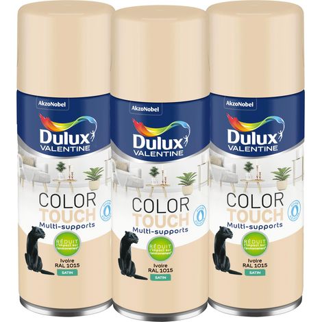 Multi Pack 3 - Peinture aérosol Color Touch Multi-Supports - Satin Ivoire 400 ml - Dulux Valentine