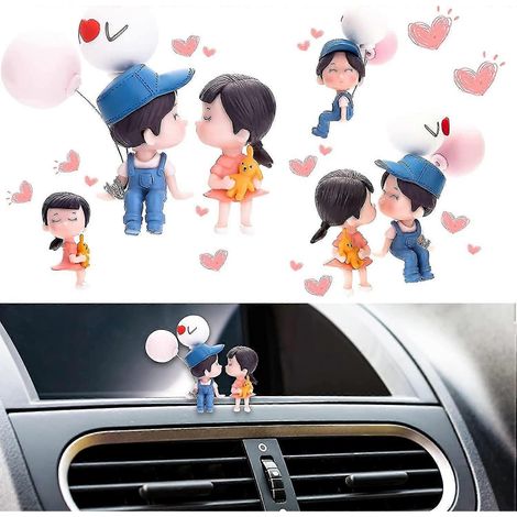Adorables ornements pour tableau de bord de voiture, charmante décoration intérieure de voiture, mini figurines de couple (1/5)
