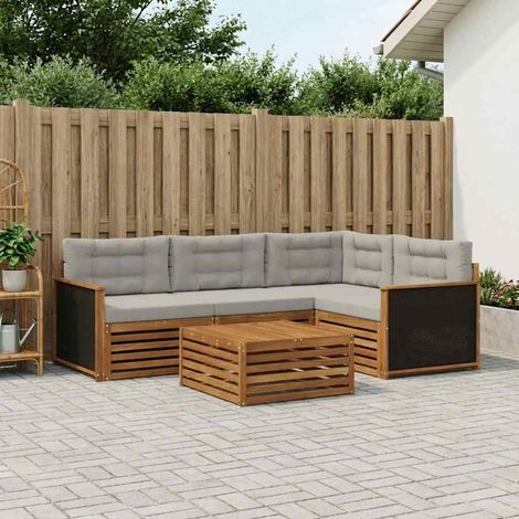 vidaXL Outdoor-Sofagarnitur 5 pcs Natürlich und Hellgrau (1/5)