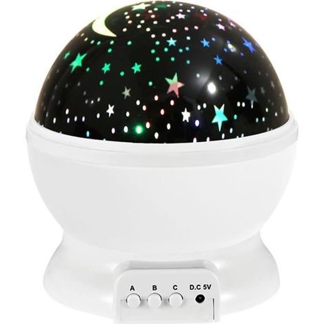 Projecteur Étoilé Veilleuse Rotatif Ciel Lune Lampe De Projection Galaxie Veilleuses Starlight Lumières Noël For Cadeau Imagerie Claire(White) (1/5)