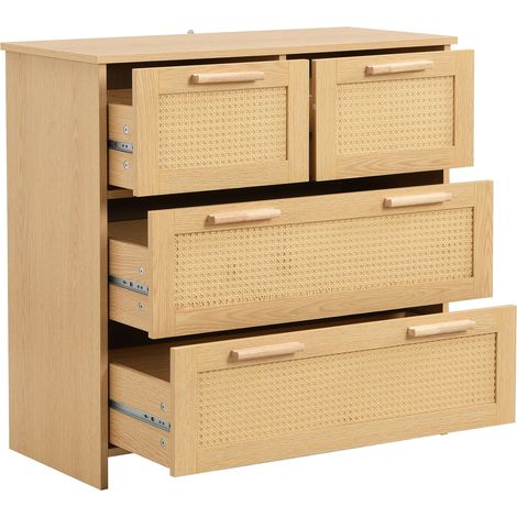 ELVMI Cassettiera con 4 Cassetti in MDF per Camera da Letto Soggiorno Ingresso 80 × 38 × 80 cm Naturale (1/5)