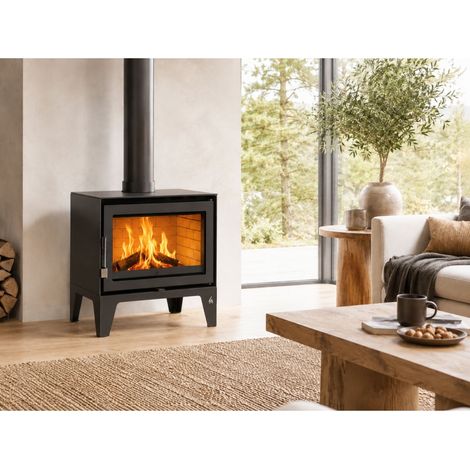 Poêle à bois fonte acier - FIREMATIC Boone 12.6 kW Avec kit air - Sans plaque de cuisson (1/5)