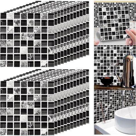 Fliesenaufkleber 20×20 cm, 24 Stück selbstklebende Mosaikfliesen für Küche und Bad, wasserfestes und hitzebeständiges PVC Design (1/5)