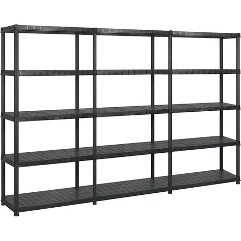 vidaXL Estantería almacenaje 5 niveles plástico negro 274,5x45,7x185cm (1/5)