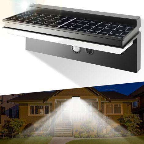 Lampe Solaire Exterieur Détecteur Mouvement, Lumière Solaire Extérieur IP65 étanche Sans Fil 4 Modes, LED Applique Murale Exterieure pour Cour, Jardin, Terrasse, Proche, Mur, Pathway, Patio (1/5)