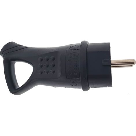 Clavija bipolar de goma 16A negra con aro de extraccion (1/5)