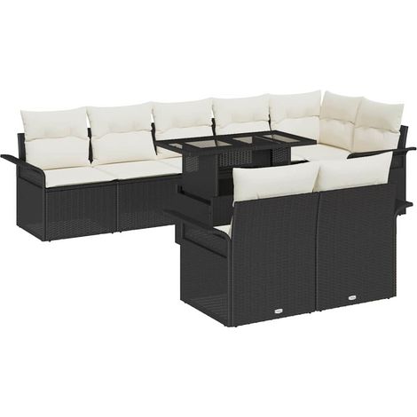 Maison Exclusive - Set Divano da Giardino con cuscino 9 pcs Nero Poly Rattan