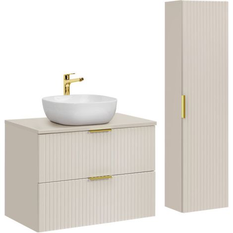 Meuble vasque à poser 80 cm + colonne - Georgia Cashmere - Livraison gratuite