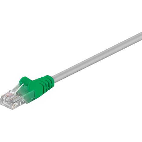 CAT 5e cavo incrociato U/UTP, grigio, Verde, 0,25 m, conduttore di alluminio placcato di rame (CCA). Lunghezza del Cavo 0.25 m