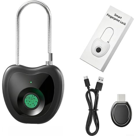 Rechargeable USB-C keyless biometric travel lock (black) (1/5)