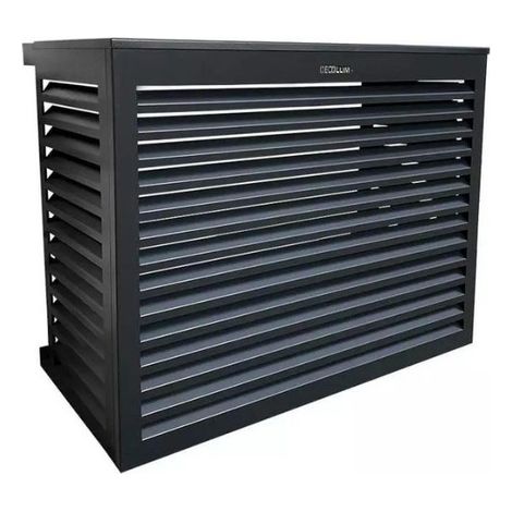 Cache climatiseur aluminium anthracite 835x1050x660mm – Lames persiennes pour circulation d'air – Réduit nuisances sonores – Protection intempéries – Decoclim