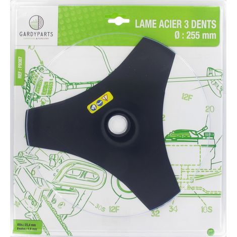 Lama in acciaio a 3 denti cavi per decespugliatore, dimensioni di taglio: 255mm Centrale Brico
