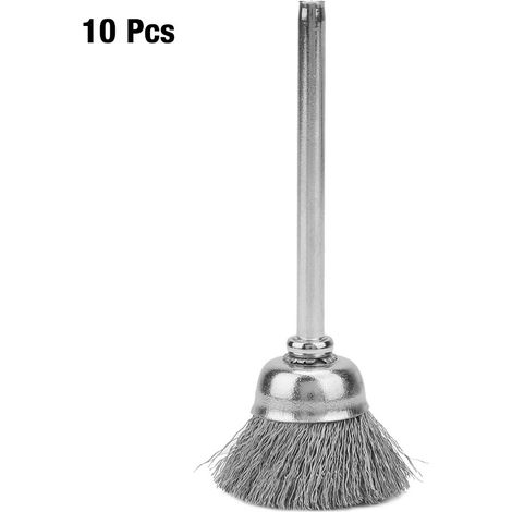 Ortviai Brosse de polissage en fil d'acier, forme bol, 10 pièces, diamètre 15 mm, tige 3 mm (1/5)