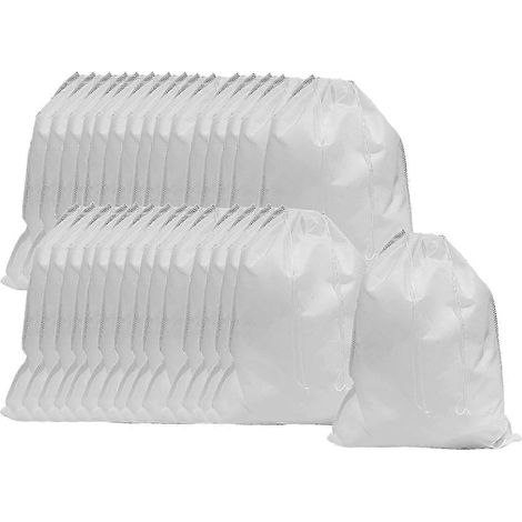 Lot de 30 sacs de voyage multifonctionnels en non-tissé avec cordon de serrage, parfaits pour ranger les jouets et chaussures des enfants.-White 15x20cm