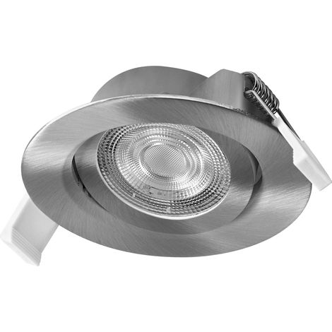 Spot Set Spot LED encastrable, 4,9 W, 2 700 K, spot de plafond 36°, nickel satiné, aluminium/plastique, pivotant, lot de 3 (1/4)