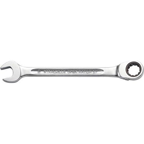 Clé à cliquet à mors ouverts OPEN-RATCH 17 SW 24mm L.296mm à changement de sens, anneaux 15 degrés (1/4)