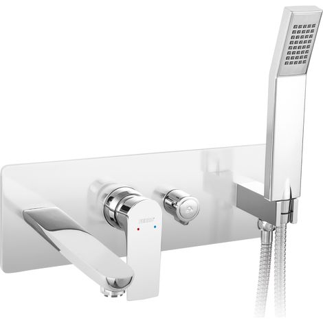 Robinet mitigeur encastrable bain – Douchette à main intégrée – Corps en laiton chromé – Installation murale – Garantie 5 ans – Ferro (1/4)