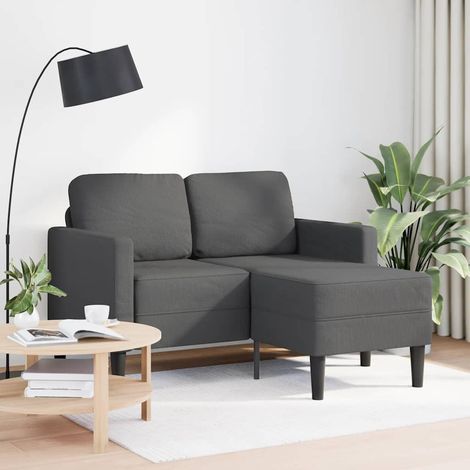 Canapé Sofa 2 places avec méridienne en L Gris foncé 125 cm Lin