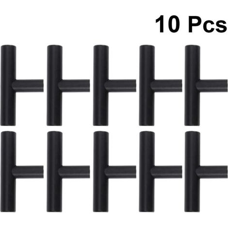 10 Stück schwarze T-förmige Möbelknöpfe und Griffe für Küchen- und Badezimmerbeschläge (1/4)