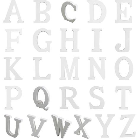 Letras grandes de madera – Decoración de pared blanca – 15 cm – 1 pieza – Para bodas, fiestas y decoración del hogar