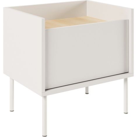 Selsey Tovi - Comodino a 1 anta, 50 cm, Bianco / Effetto Rovere