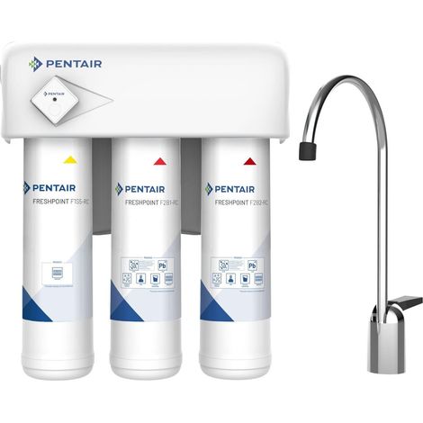 Pentair – Filtre à eau sous évier 3 étapes – Cartouches encapsulées – Réduction du plomb – Installation rapide par clipsage – Durée de vie 2555L - F3000-b2m