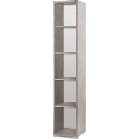 Mobile colonna moderno 5 vani libreria a giorno multiuso Hill - Grigio (1/7)