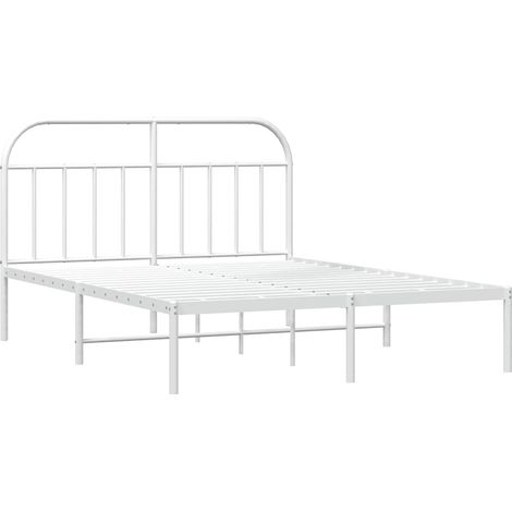vidaXL Giroletto con Testiera Metallo Bianco 183x213 cm (1/4)