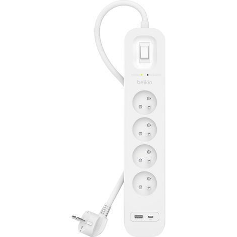 Multiprise Parafoudre 4 Prises avec USB-C et USB-A, Cordon de 2 m (1/5)