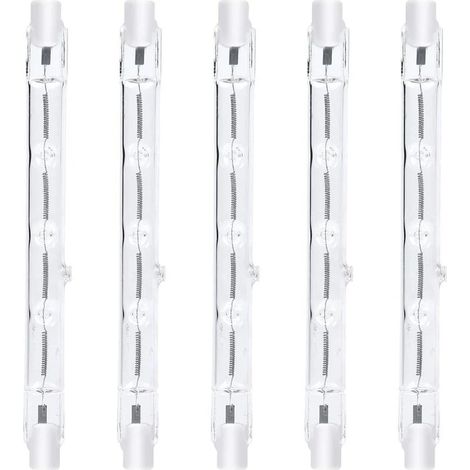 118mm R7s Dimmable ampoule halogène crayon 300W Blanc Chaud 2800K r7s linéaire 3000lm AC220-240V J118 Projecteur Halogène Linéaire pour l’éclairage de paysage,sécurité,lampadaire (5pcs) [Classe énergé (1/5)