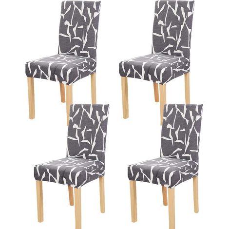 4 Pièces Housses de Chaise de Salle à Manger Couverture de Chaise Extensible Amovible Lavable élastique pour Un Ajustement Universel Gris (1/5)