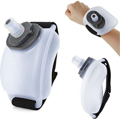 Sports Water Bottle, Handheld 200ML Sports Water Bottle with Adjustable Strap, Soft BPA-Free Silicone Hydration Bottle for Running, Jogging, Marathon, Climbing (White) (1/5)