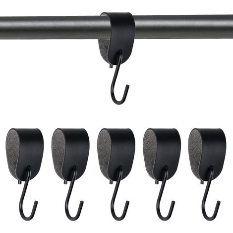 Lot de 6 crochets en S pour suspension, crochets en S avec boucle en cuir, crochets en forme de S, crochets multifonctionnels en cuir synthétique (1/5)