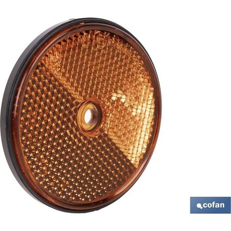 Catadioptrique rond ambré de 60 mm avec trou pour une installation rapide et sécurisée (1/4)