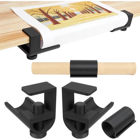 2 Sets Porte-Toile Réglable pour Peinture Diamant avec Support Rouleau et Pince de Bureau Noir Organisateur Gain de Place avec Prise Antidérapante (1/5)