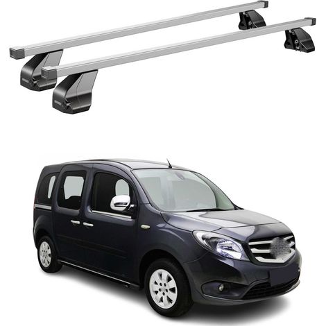 OMAC Dachträger Querträger Stahl für Mercedes Citan W415 2012-2021 – Abschließbar – City-Crash-getestet – DIN 75302:2019 – ISO/PAS 11154:2006 – Max. 75 kg Silber (1/5)