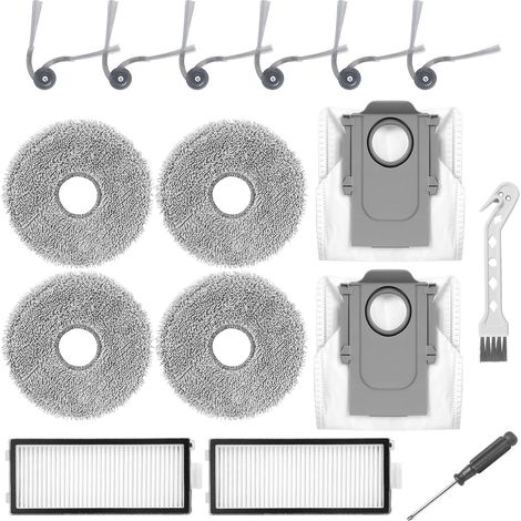 16-teiliges Zubehörset für Roborock Saros Z70: 6 Seitenbürsten, 4 Ersatz-Mikrofasertücher, 2 HEPA-Filter, 2 Staubbeutel, 1 Reinigungsbürste, 1 Schraubendreher (1/5)