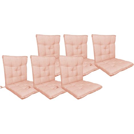 Set Cuscini Sedia Con Schienale Imbottiti Con Laccetti Banda Elastica 40 x 80 Cm Cipria - 6 Pezzi
