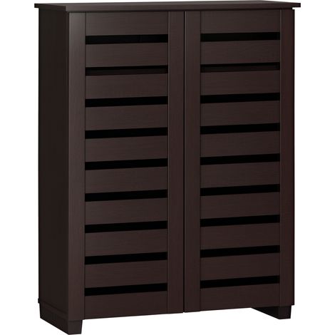 15-Slot Wooden Shoe Storage Cabinet-Stylish and Space-Saving Organizer for Home Entryway