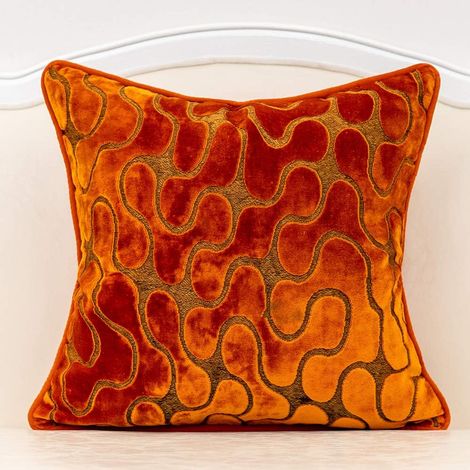 Funda de cojín cuadrada moderna de terciopelo con estampado geométrico y cierre de cremallera, para sofá o dormitorio, 45 x 45 cm. (1/5)