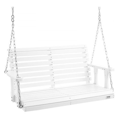 Hollywoodschaukel Zedernholz, 1240x710x600mm, Terrassenschaukel für Hof und Garten, verbesserte Tragkraft von ca. 400 kg, robuste Schaukelstuhlbank mit Aufhängeketten für den Außenbereich, Weiß (1/5)